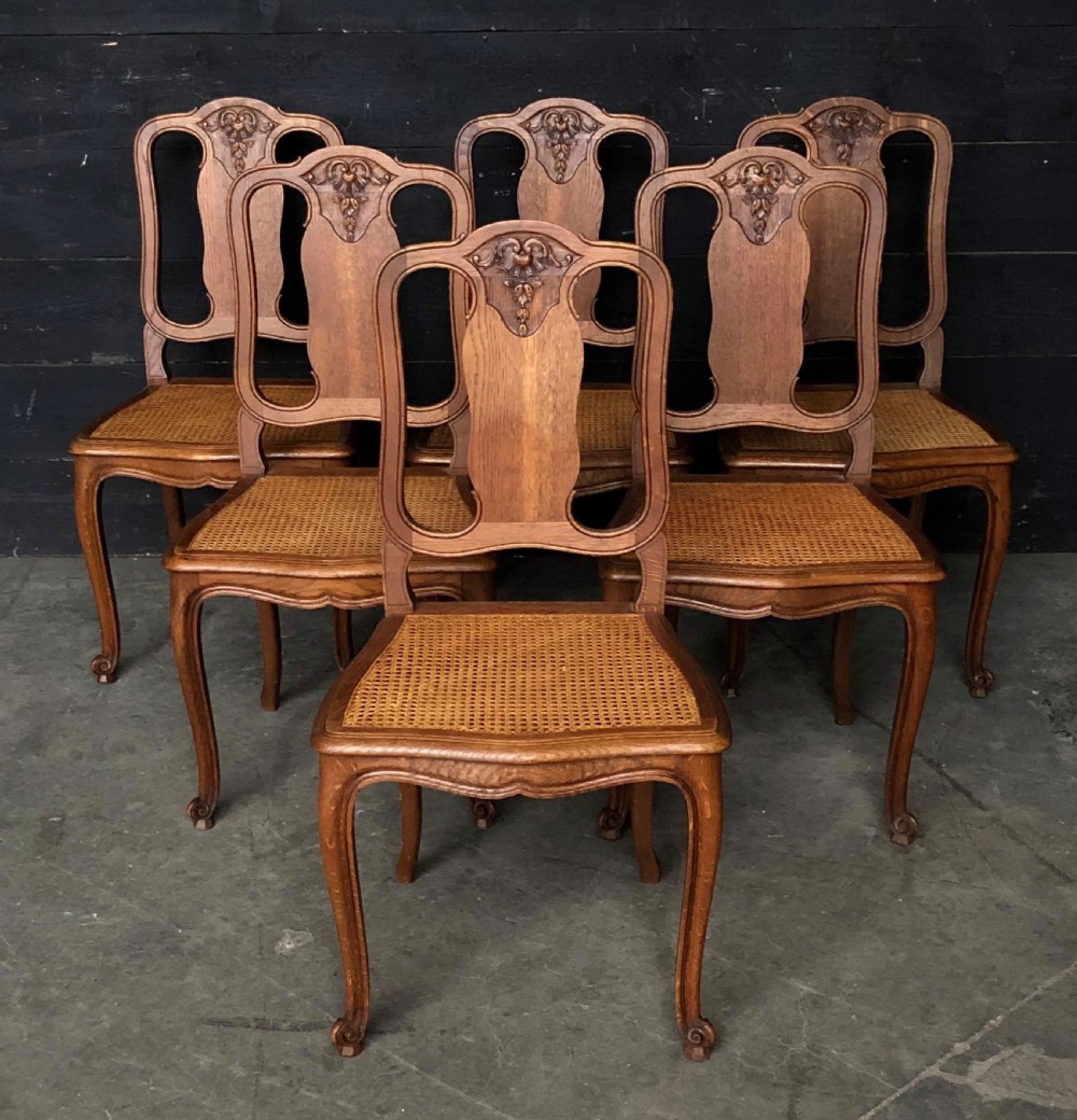 Set 6 French Oak Dining Chairs