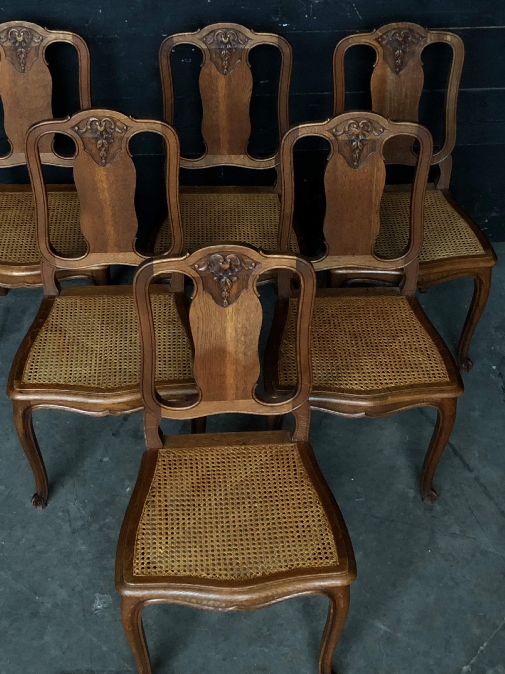 Set 6 French Oak Dining Chairs View II