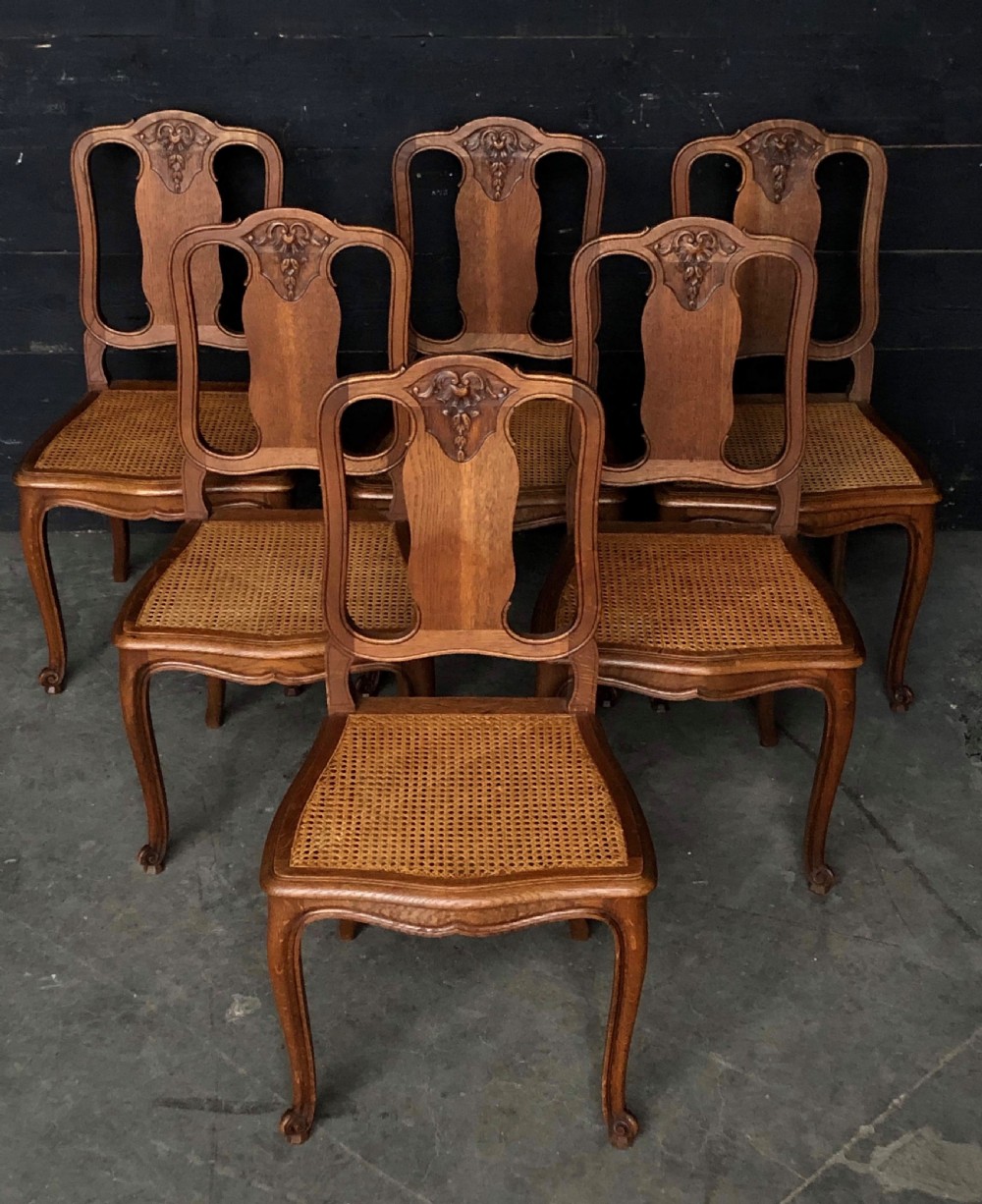 Set 6 French Oak Dining Chairs View III