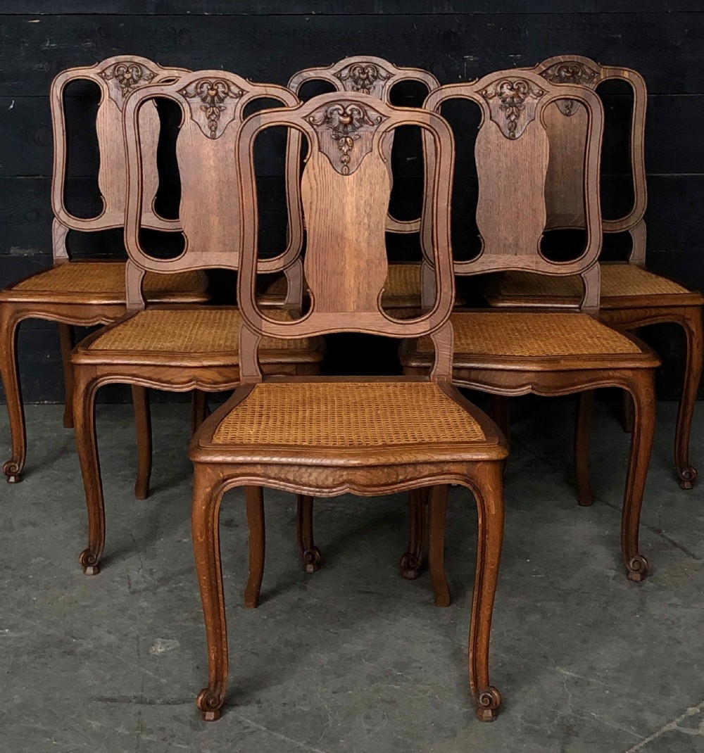 Set 6 French Oak Dining Chairs View V