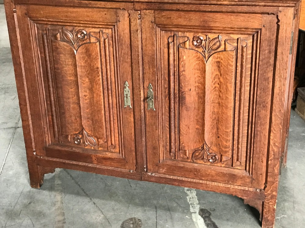 French Oak Gothic Bookcase View II