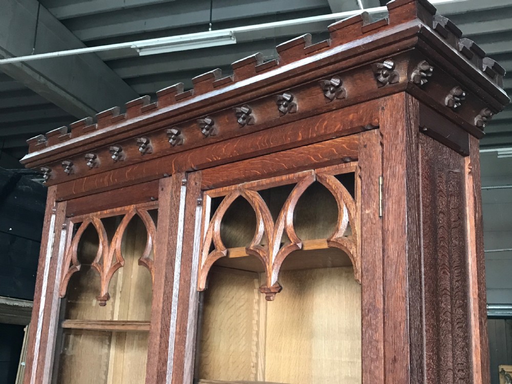 French Oak Gothic Bookcase View VI