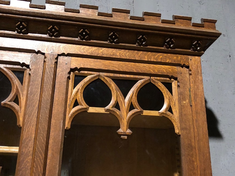 French Oak Gothic Bookcase View IX