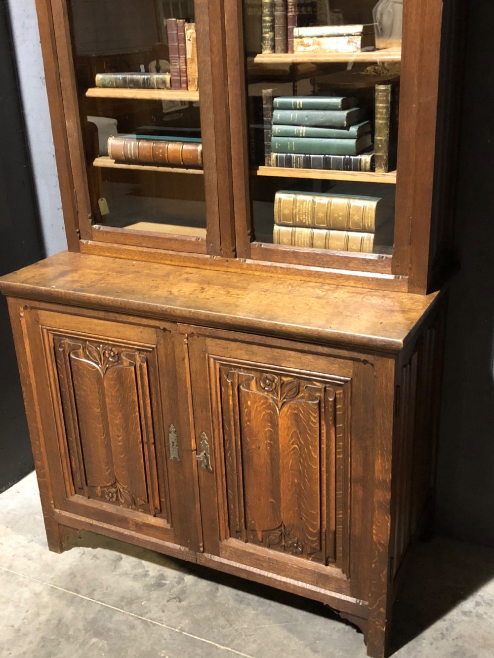 French Oak Gothic Bookcase View X