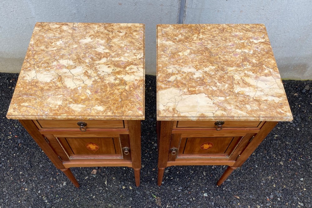 Pair French Inlaid Bedside Cupboards View IV