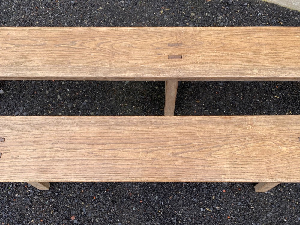 Rare Extra Long Pair Farmhouse Benches View II
