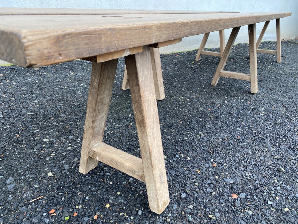 Rare Extra Long Pair Farmhouse Benches View V