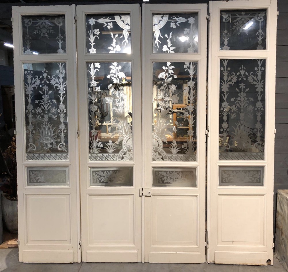 Set 4 Etched Glass Chateau Doors