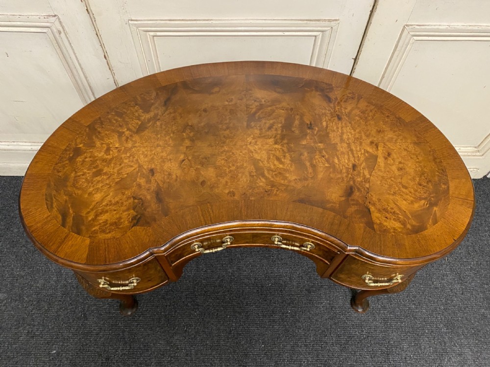 Burr Walnut Kidney Shaped Dressing Table View III