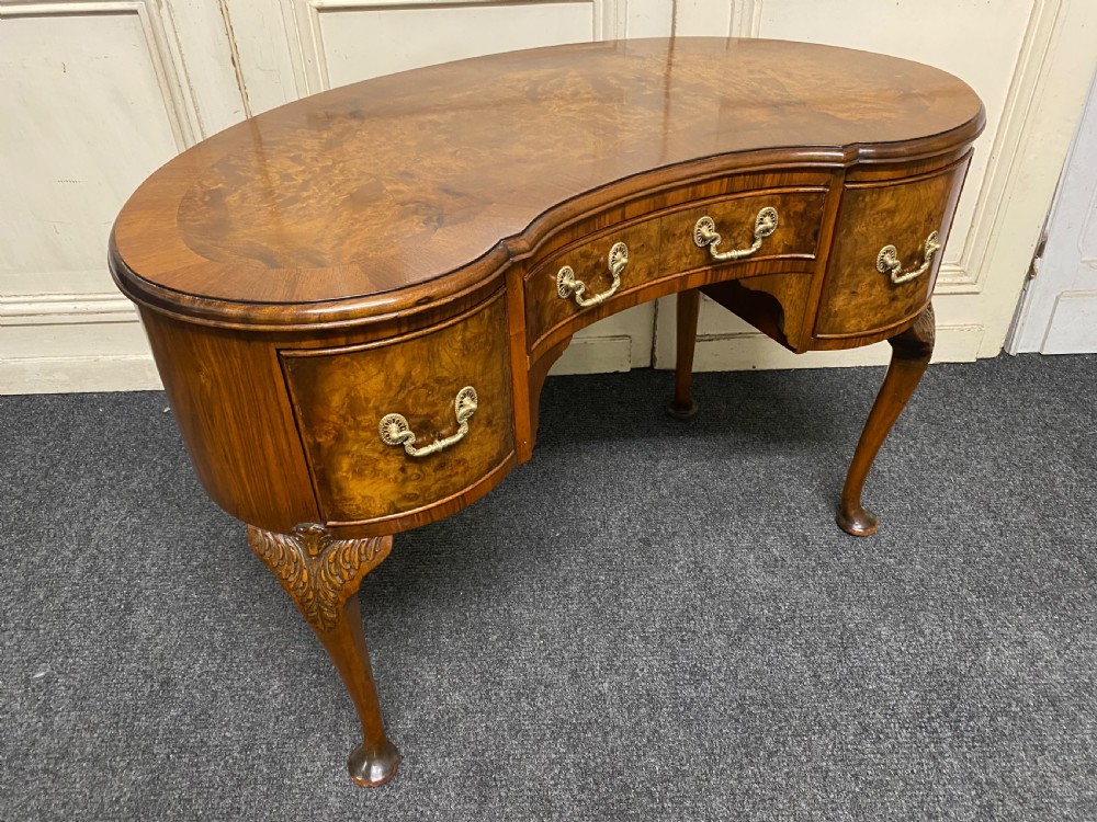 Burr Walnut Kidney Shaped Dressing Table View V