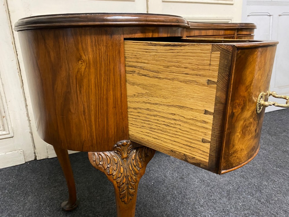 Burr Walnut Kidney Shaped Dressing Table View IX