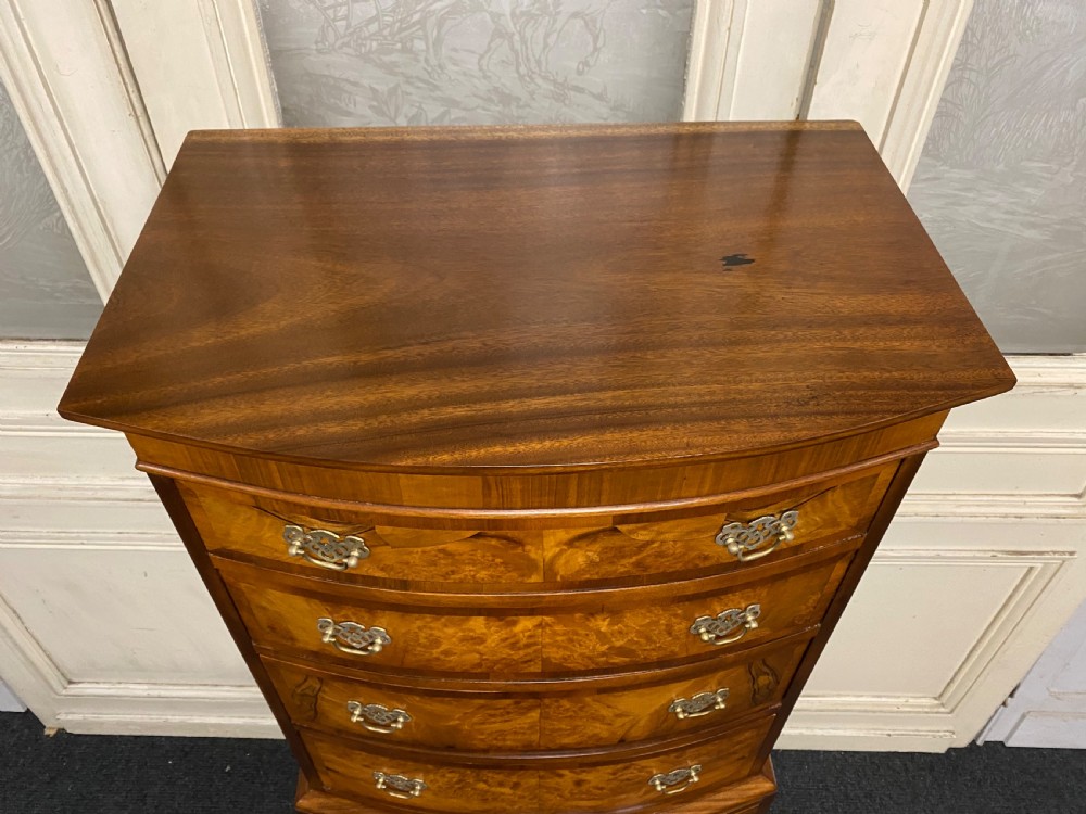Burr walnut Bow Front Chest on Chest View III