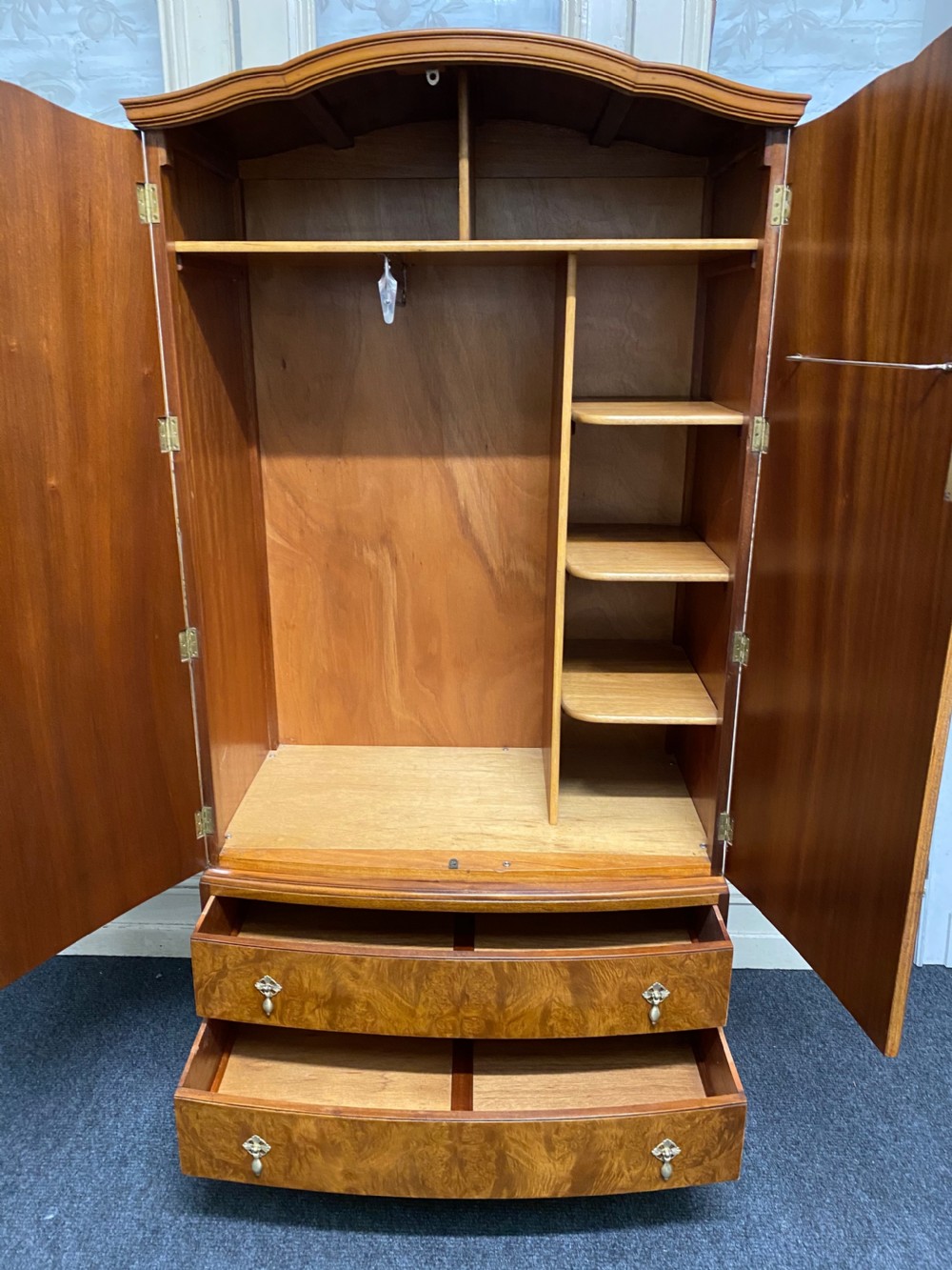 Burr Walnut Queen Anne Wardrobe View IV