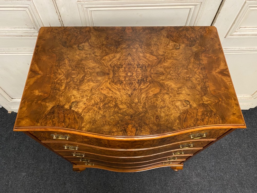 Burr Walnut Serpentine Chest of Drawers View IV