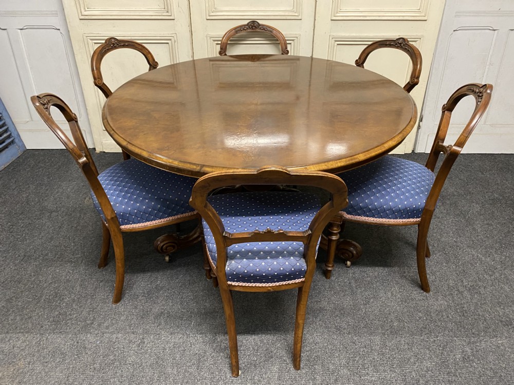 Burr Walnut Victorian Round Loo Table View X