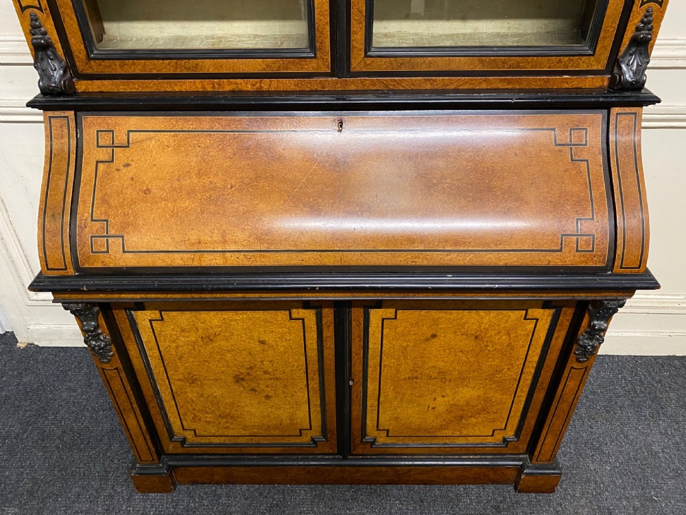 Very Fine Italian Amboyna Bureau Bookcase View II