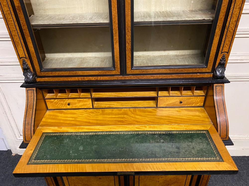 Very Fine Italian Amboyna Bureau Bookcase View IV