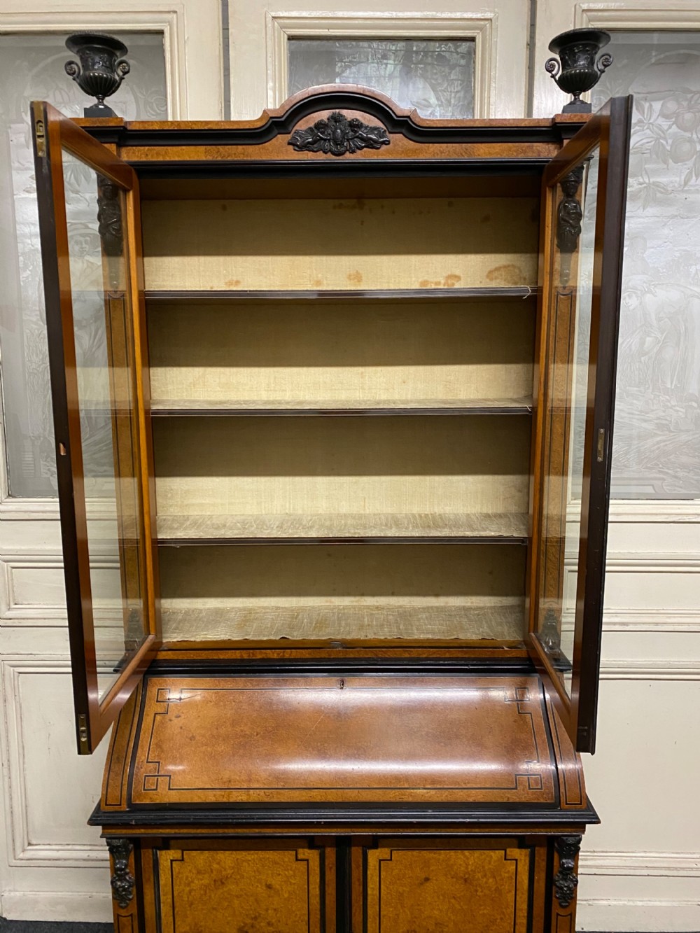 Very Fine Italian Amboyna Bureau Bookcase View VI