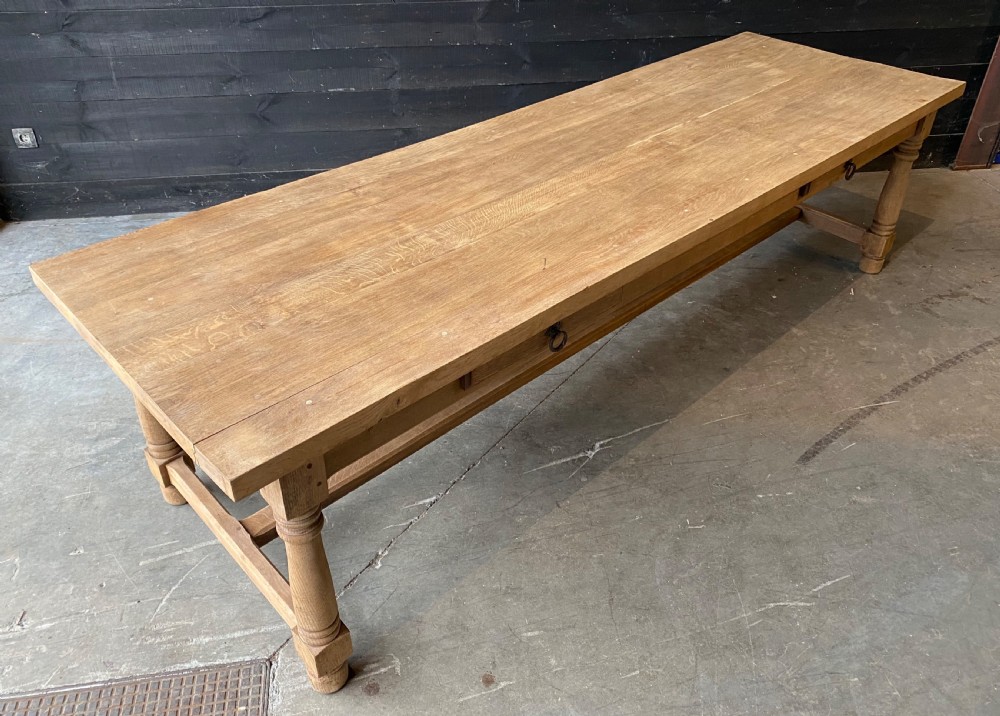 Extra Long Bleached French Oak Farmhouse Table View XI