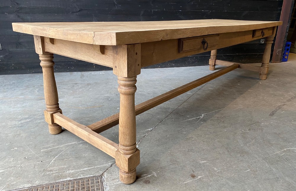 Extra Long Bleached French Oak Farmhouse Table View XII