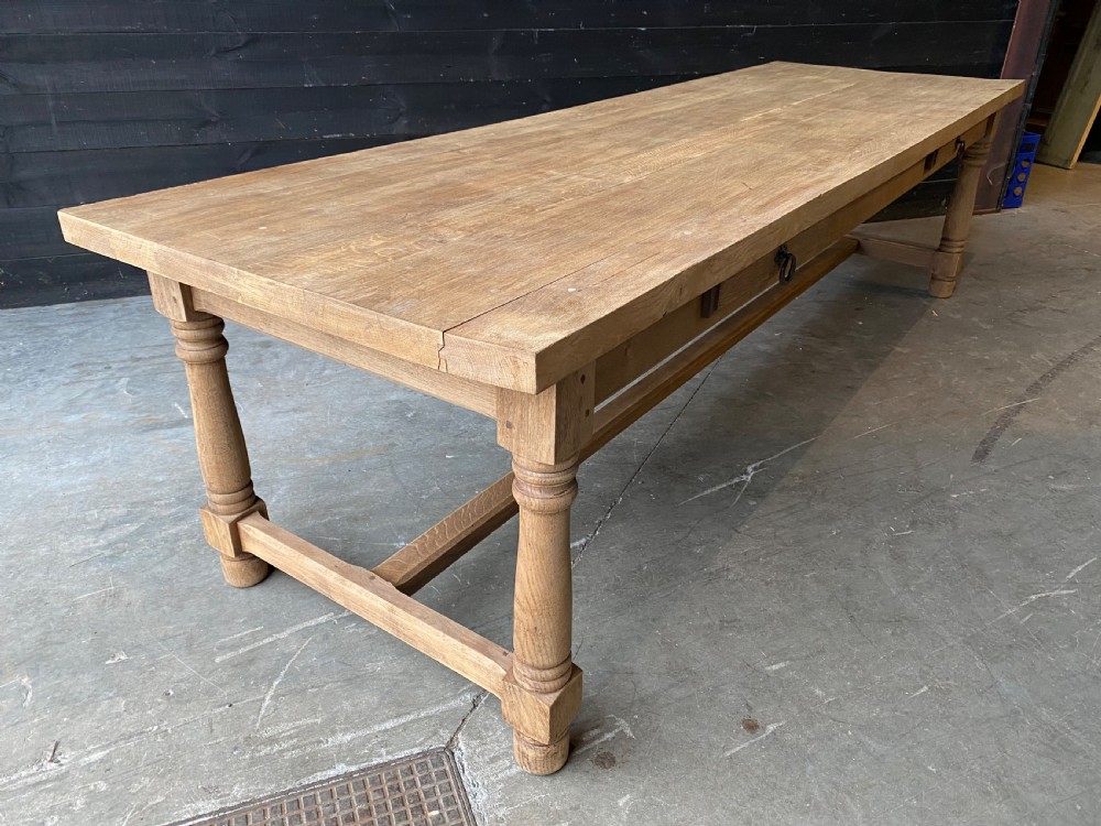 Extra Long Bleached French Oak Farmhouse Table View XV