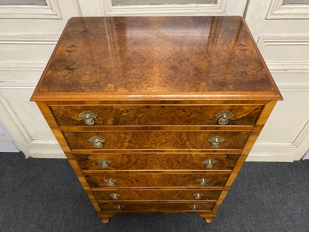 Burr Walnut 6 Drawer Chest  View VIII