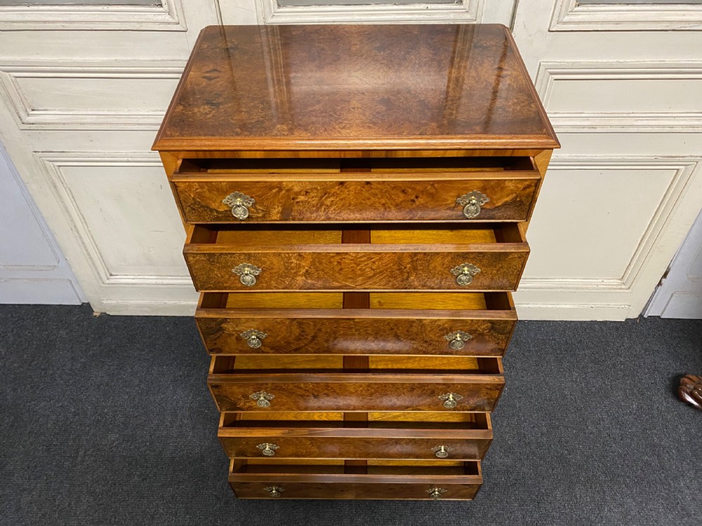 Burr Walnut 6 Drawer Chest  View IX