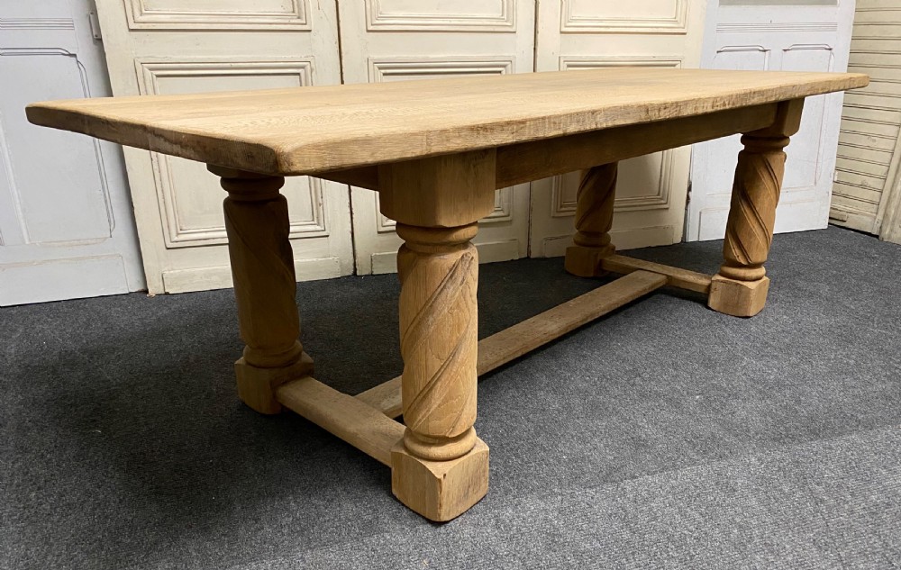 French Bleached Oak Farmhouse Table View VIII