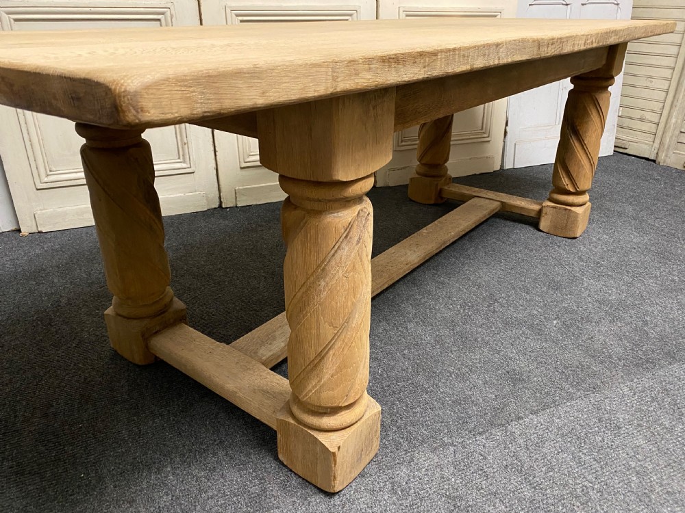 French Bleached Oak Farmhouse Table View XII
