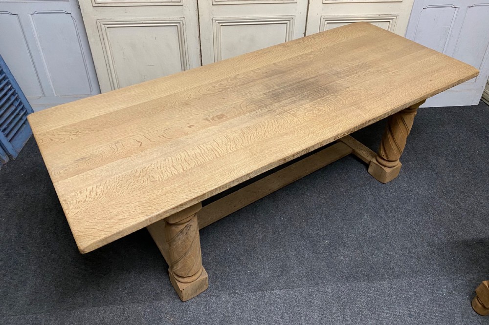French Bleached Oak Farmhouse Table View XVI