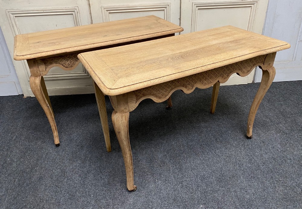 Pair French Bleached Oak Console Tables View VII