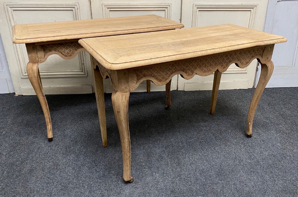 Pair French Bleached Oak Console Tables View VIII