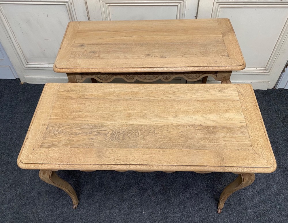 Pair French Bleached Oak Console Tables View IX