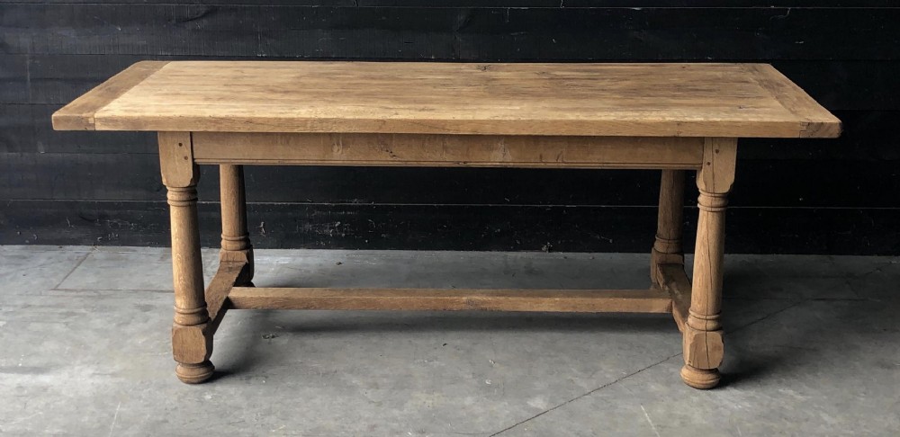 French Bleached Oak Farmhouse Dining Table 
