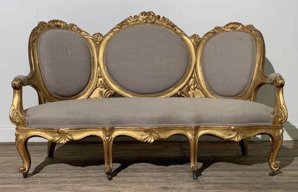 Fine Gilt Wood Spanish Rococo Settee