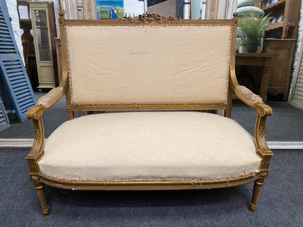 French Gilt Wood Settee View III