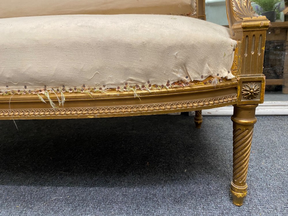 French Gilt Wood Settee View IV