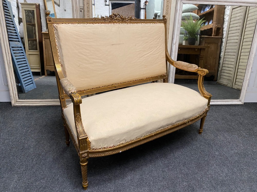 French Gilt Wood Settee View X