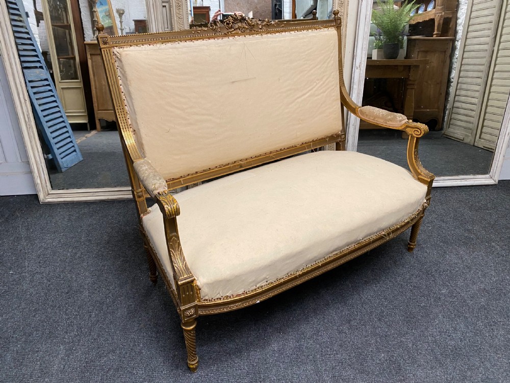 French Gilt Wood Settee View XI