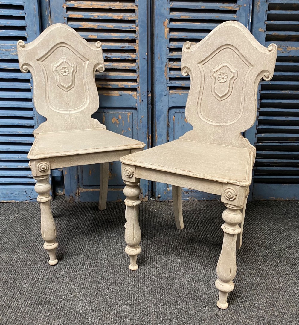 Pair 19th C Hall Chairs