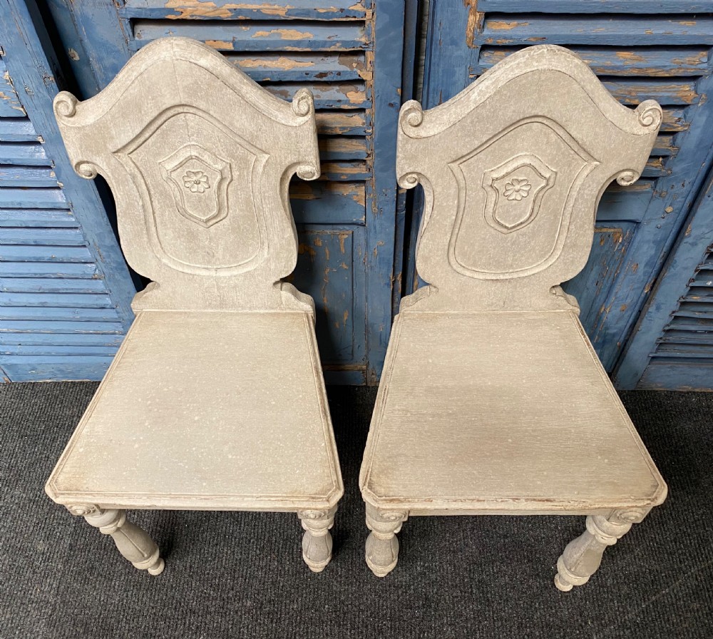 Pair 19th C Hall Chairs View III