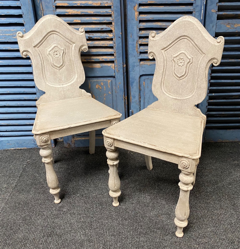 Pair 19th C Hall Chairs View V