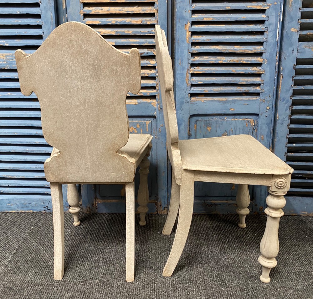 Pair 19th C Hall Chairs View VI