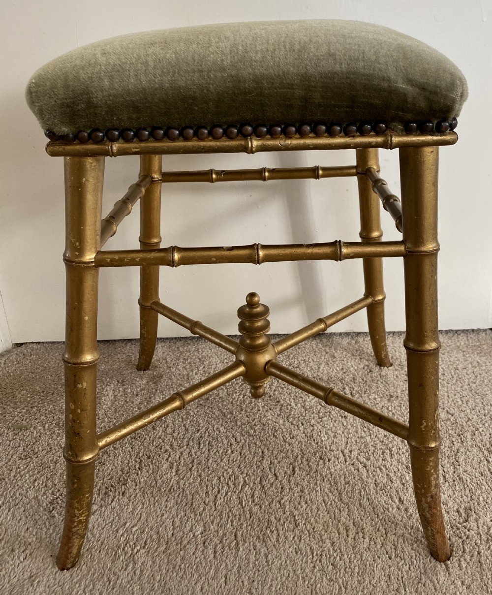 French Gilt Faux Bamboo Stool View III