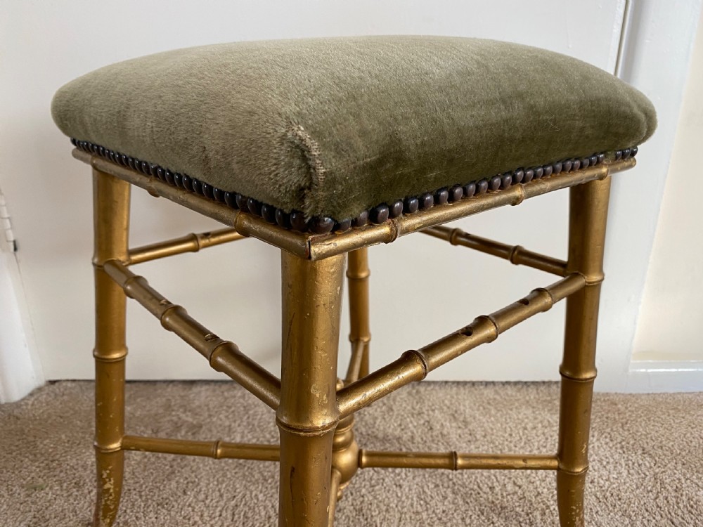 French Gilt Faux Bamboo Stool View VI