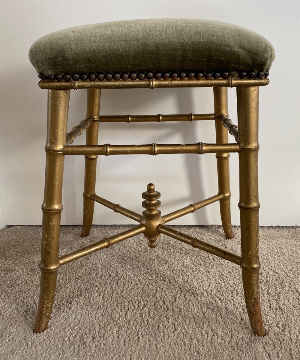 French Gilt Faux Bamboo Stool View VIII