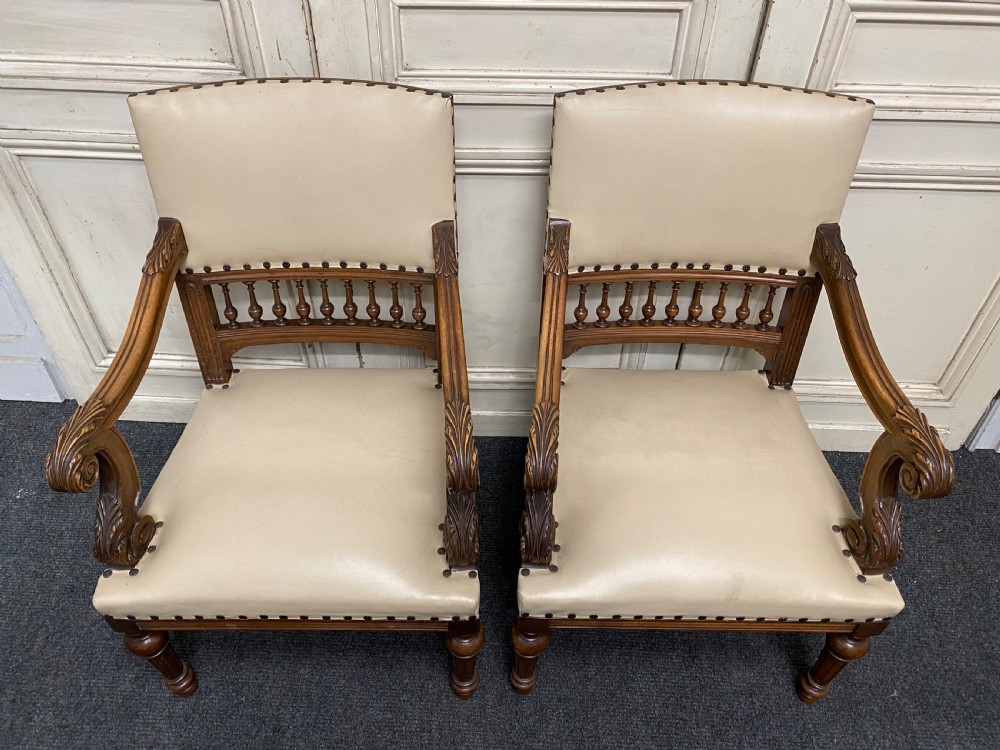 Pair Quality French Walnut Arm Chairs View IV