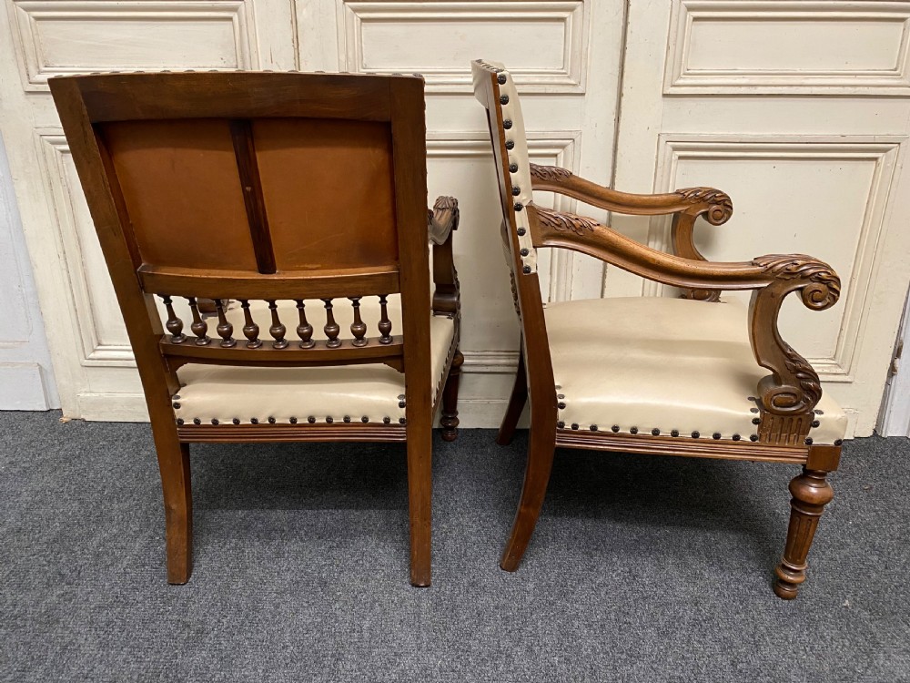 Pair Quality French Walnut Arm Chairs View V