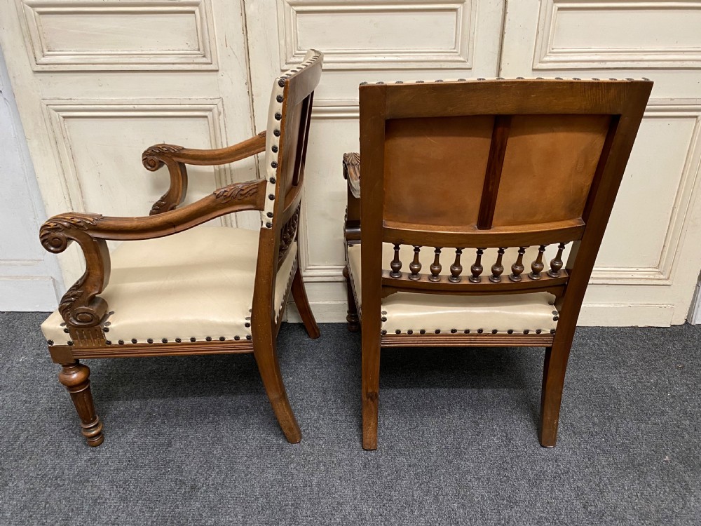 Pair Quality French Walnut Arm Chairs View VI
