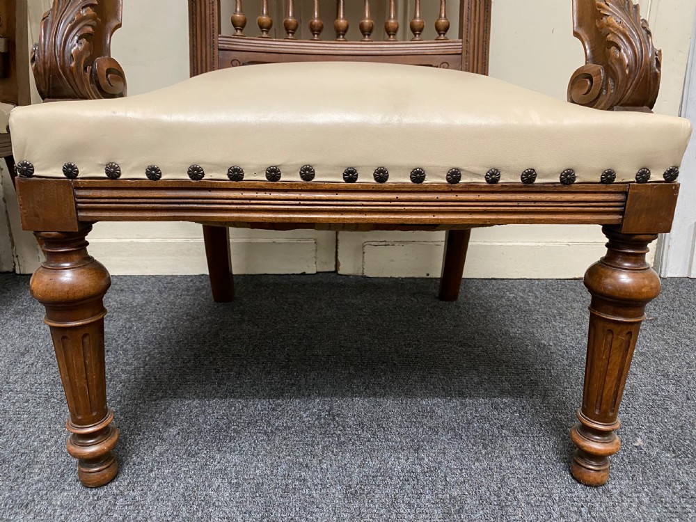 Pair Quality French Walnut Arm Chairs View IX